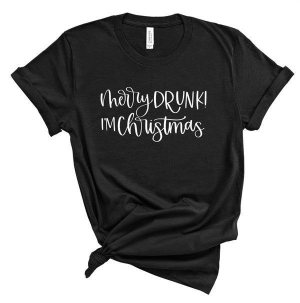 Merry Drunk I'm Christmas  Crew Neck Tee