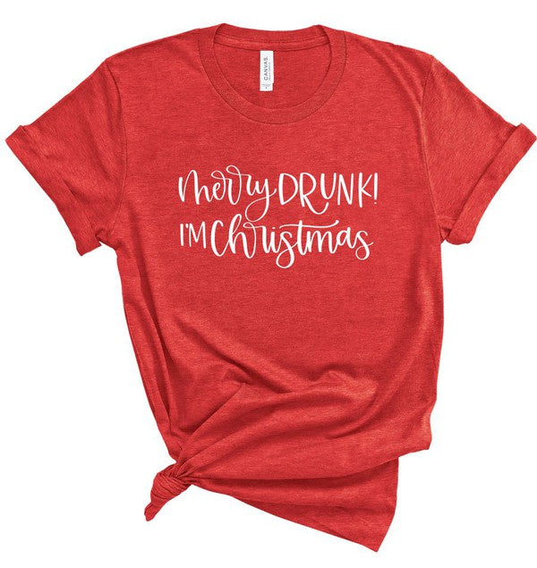 Merry Drunk I'm Christmas  Crew Neck Tee