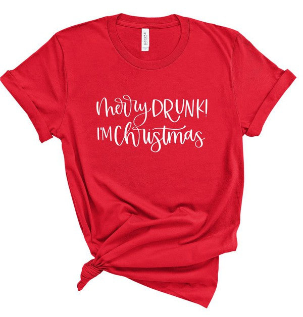 Merry Drunk I'm Christmas  Crew Neck Tee