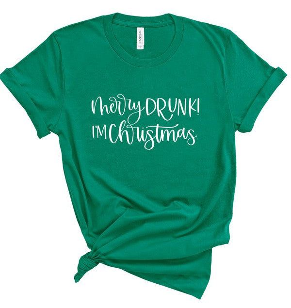 Merry Drunk I'm Christmas  Crew Neck Tee