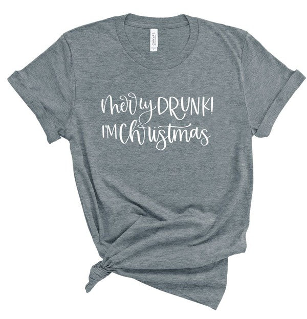 Merry Drunk I'm Christmas  Crew Neck Tee