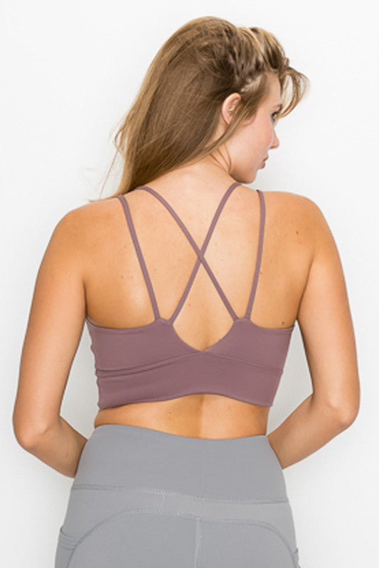 Cross Back Front Slit Sports Bra 1210