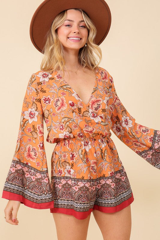 Boho Brunch Floral Print Romper