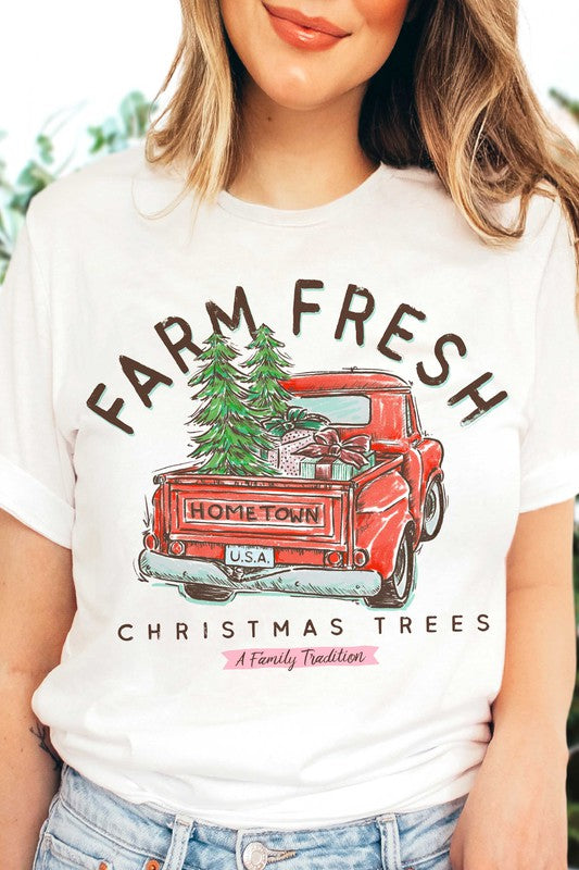 FARM FRESH CHRISTMAS TREES GRAPHIC TEE