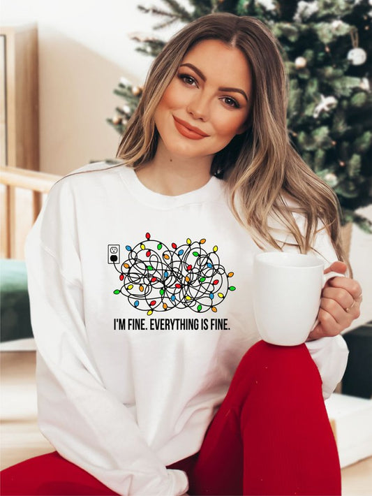 Im Fine Tangled Christmas Lights Crew LS Tee