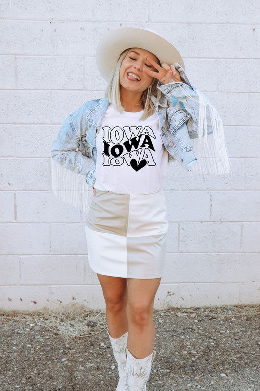 Groovy IOWA with Heart Boutique Style Tee