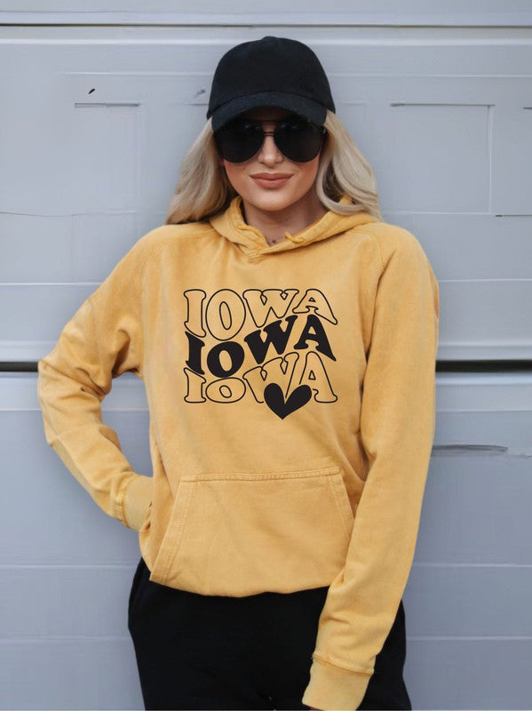 Groovy Iowa with Heart Vintage Washed Sweatshirt