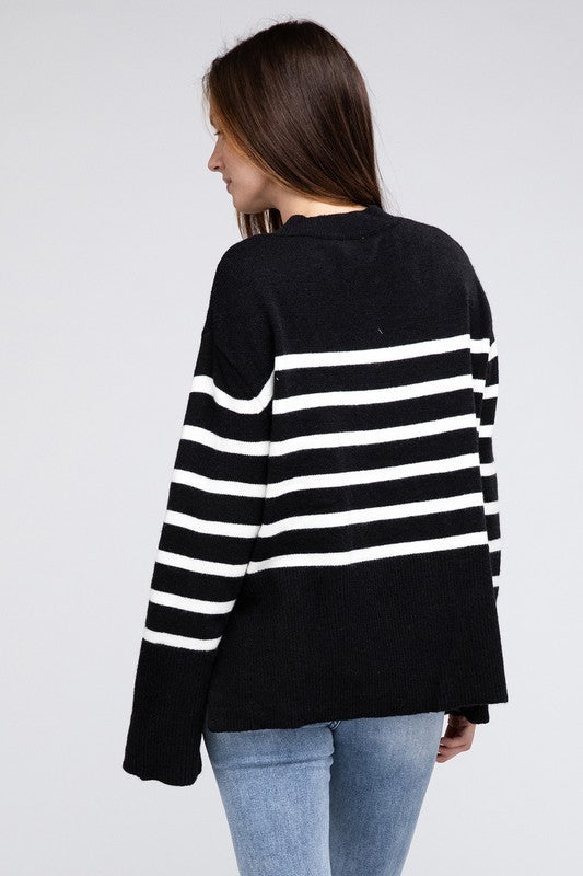 Ribbed Hem Stripe Sweater