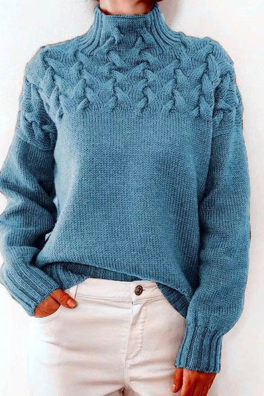 Mock neck knit sweater