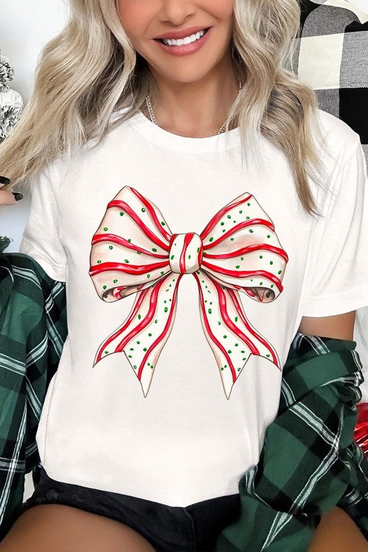 Christmas Tree Cake Bow Graphic Tee