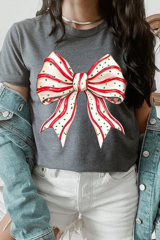 Christmas Tree Cake Bow Graphic Tee