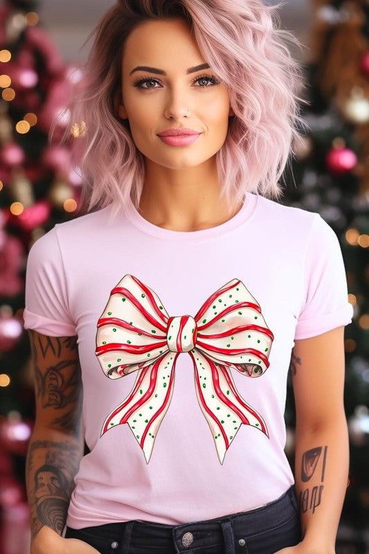 Christmas Tree Cake Bow Graphic Tee