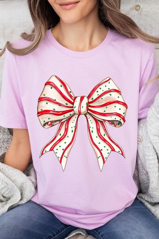 Christmas Tree Cake Bow Graphic Tee