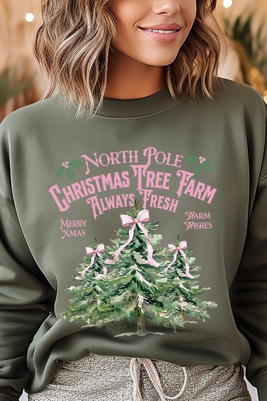 North Pole Christmas Tree Farm Fleece Sweatshirts