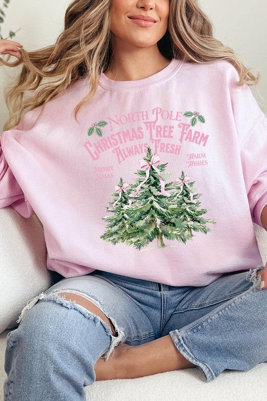 North Pole Christmas Tree Farm Fleece Sweatshirts