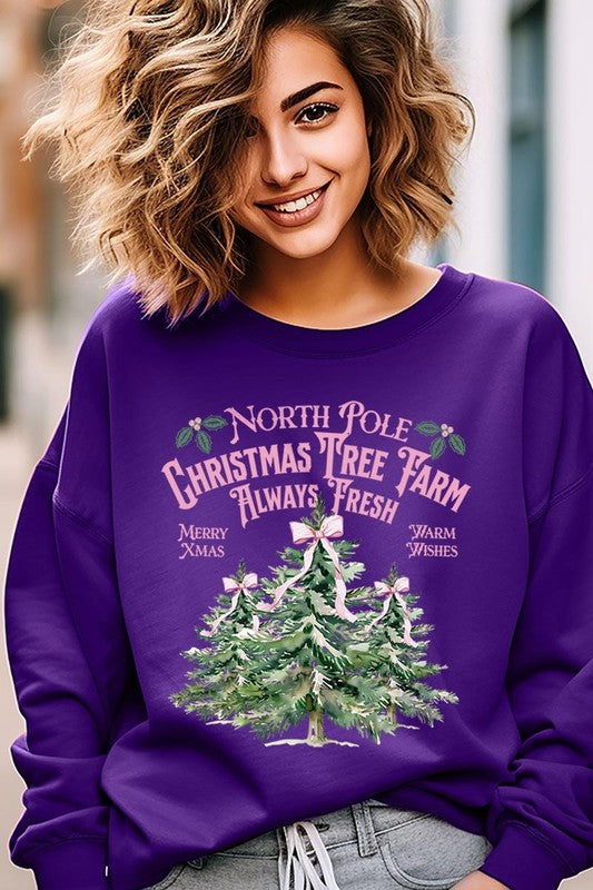 North Pole Christmas Tree Farm Fleece Sweatshirts