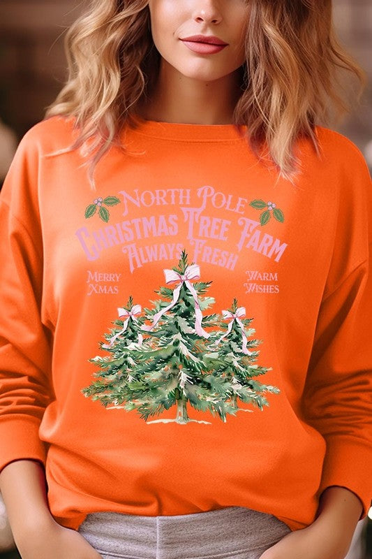 North Pole Christmas Tree Farm Fleece Sweatshirts