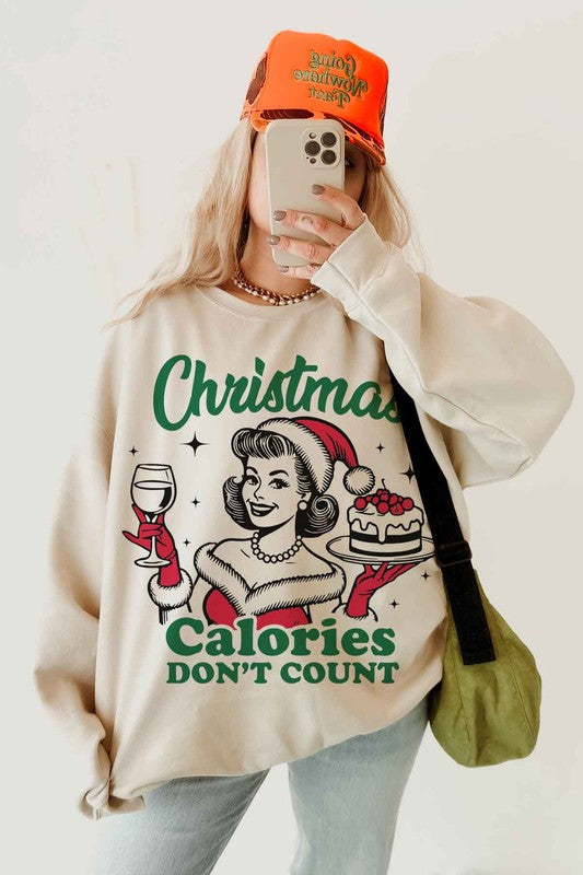 CHRISTMAS CALORIES DONT COUNT OVERSIZED SWEATSHIRT