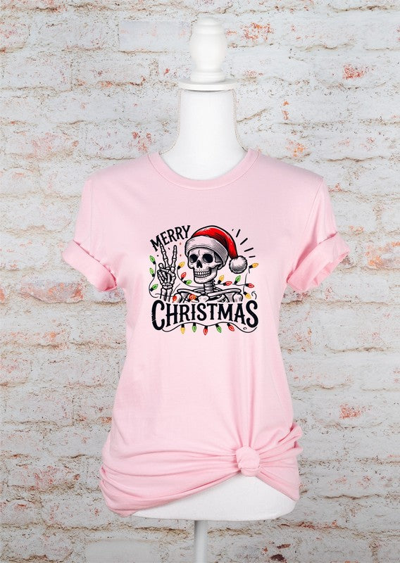 Merry Christmas Skeleton Holiday Graphic Tee