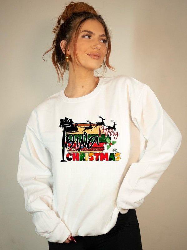 Merry Iowa Christmas Crewneck Sweatshirt