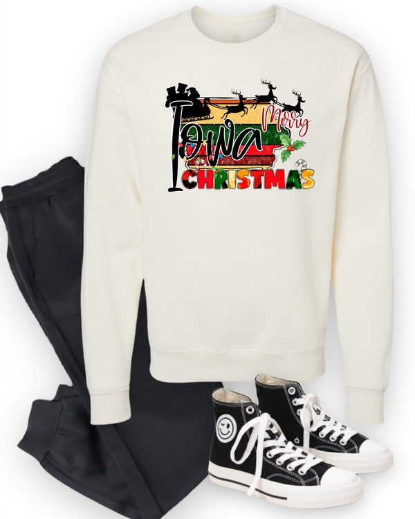 Merry Iowa Christmas Crewneck Sweatshirt