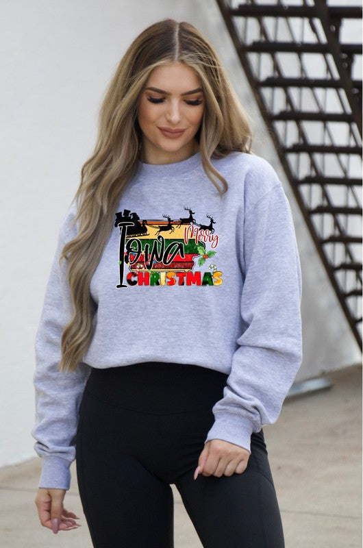 Merry Iowa Christmas Crewneck Sweatshirt