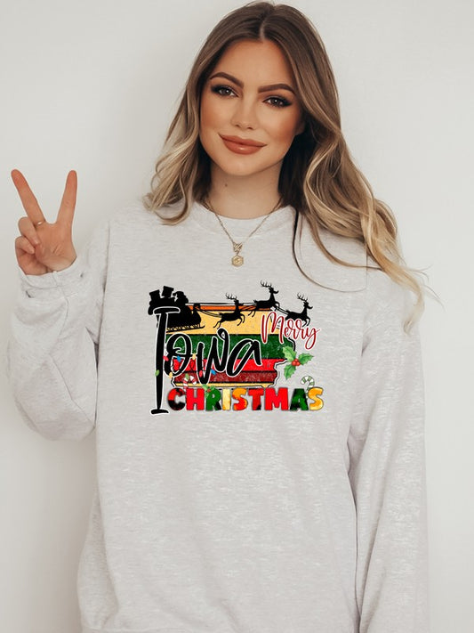 Merry Iowa Christmas Crewneck Sweatshirt